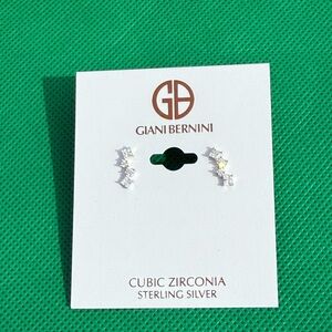 Giani Bernini Silver Cubic Zirconia Curved Stud Earrings